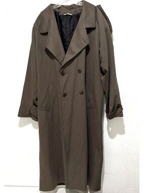 Amici Classic Double Breasted Taupe Dark Khaki Trench Coat Womens Size 2XL